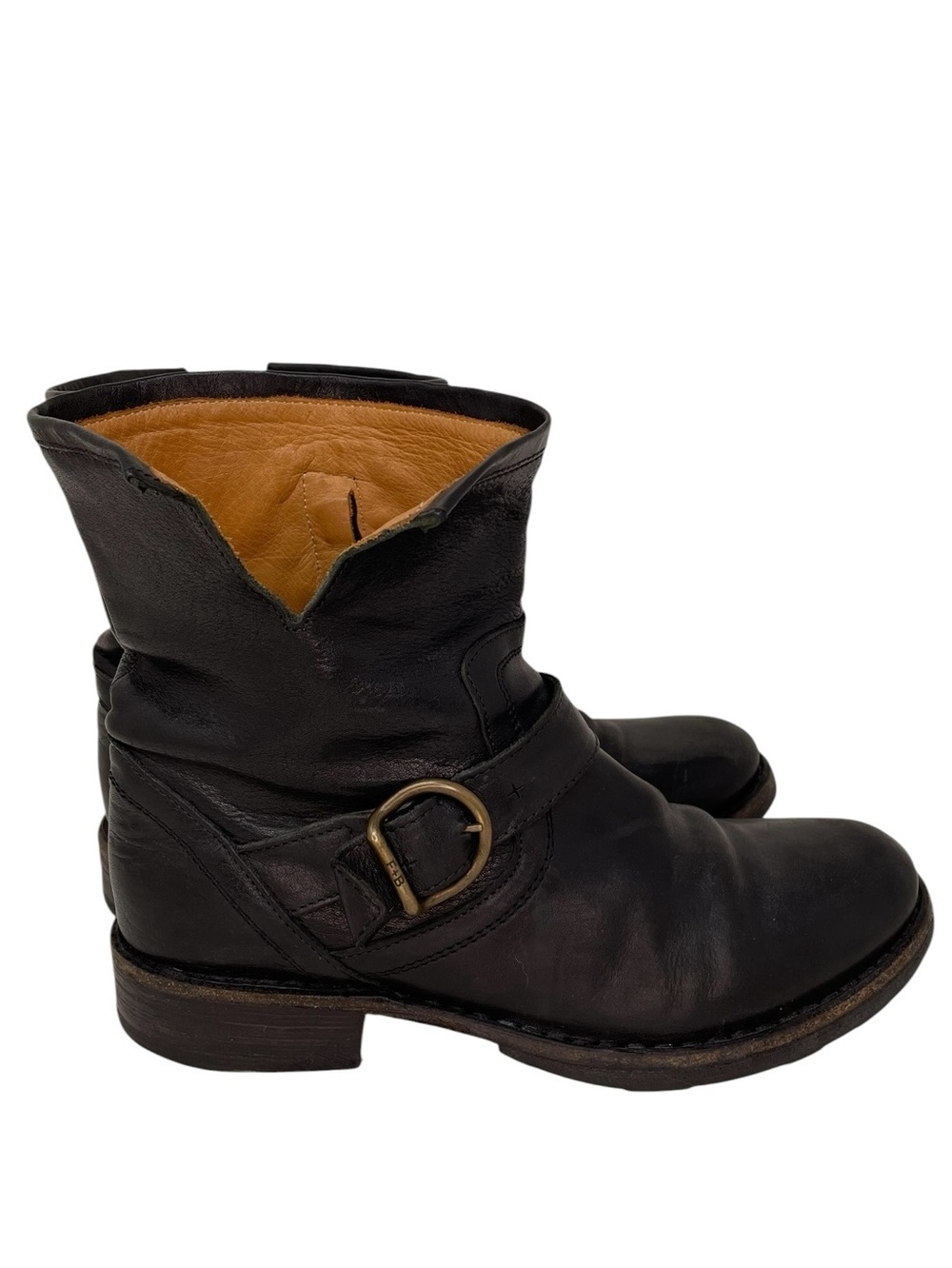 Fiorentini Baker Eli Eternity Moto Black Leather Buckle Ankle Boots Women’s 38